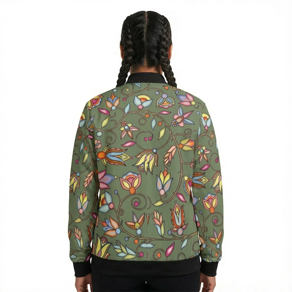 Buffalo Bloom Sage Zippered Collared Lightweight Jacket
