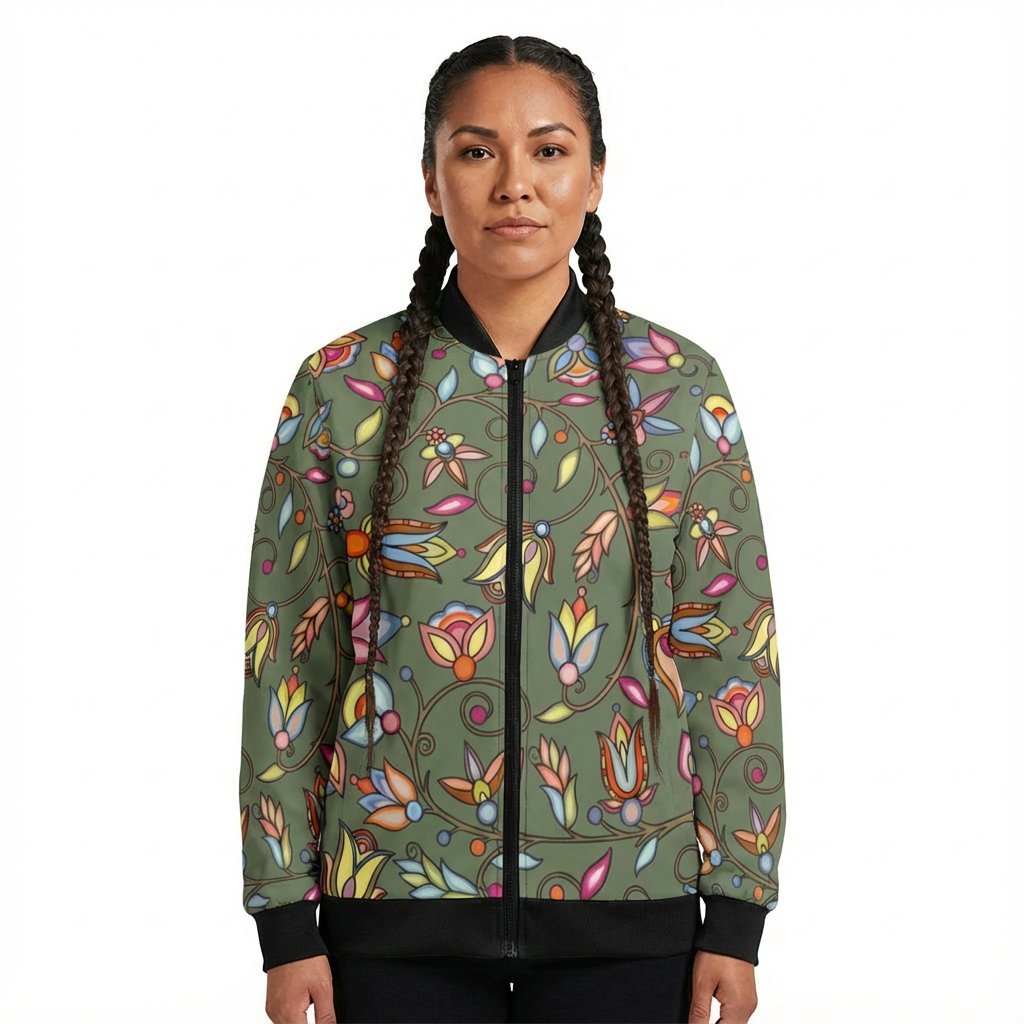 Buffalo Bloom Sage Zippered Collared Lightweight Jacket