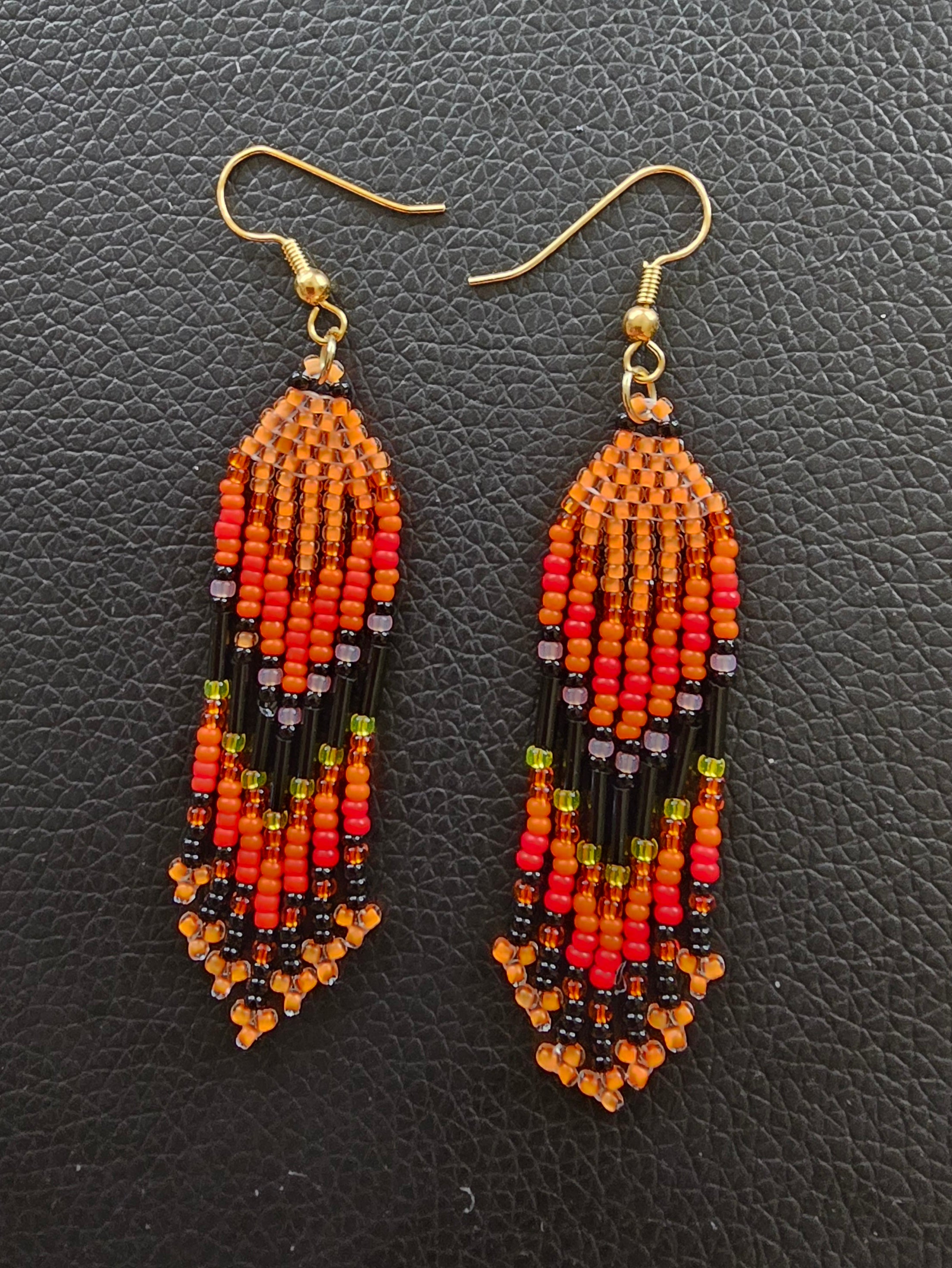 Madeline Desjarlais Tiny Orange Fringe Earrings
