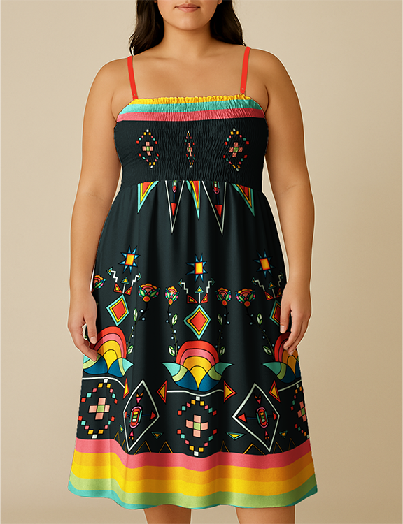 Horizon Blossom Dark Smock Top Dress