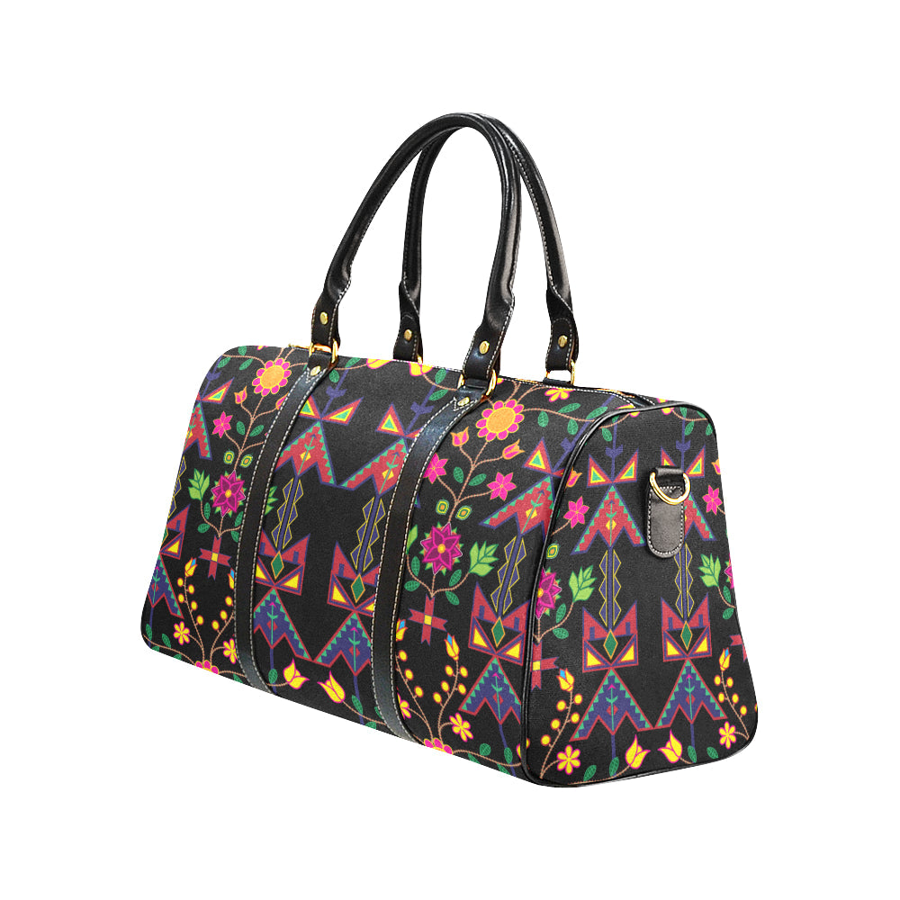 Geometric Floral Spring-Black New Waterproof Travel Bag/Large (Model 1639)