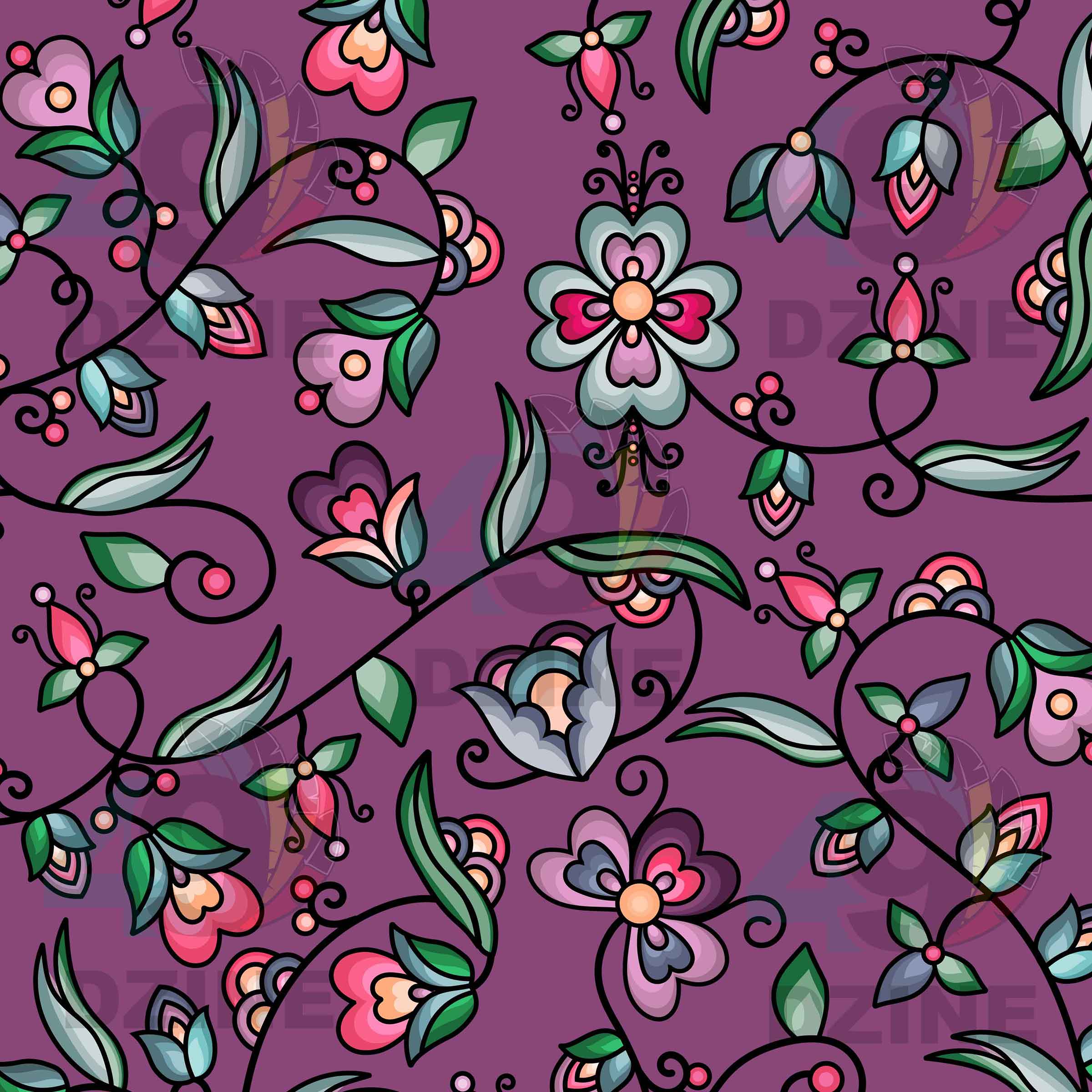 Amber Evening Garland Purple Cotton Poplin