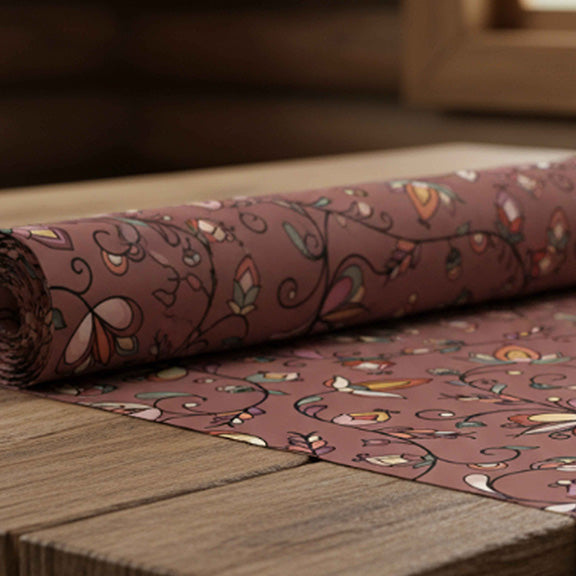 Burnt Sky Petals Brown Satin Fabric