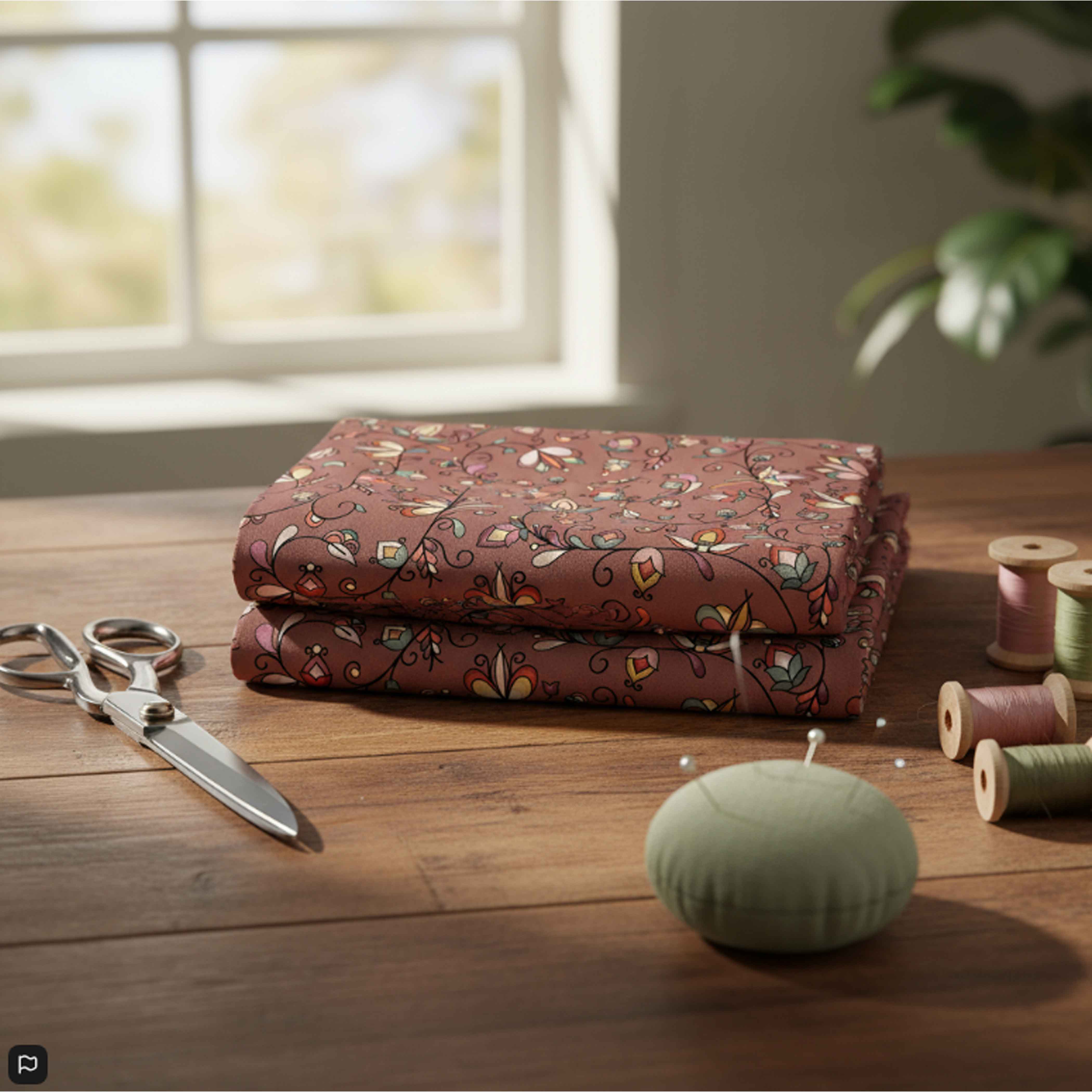 Burnt Sky Petals Brown Cotton Poplin