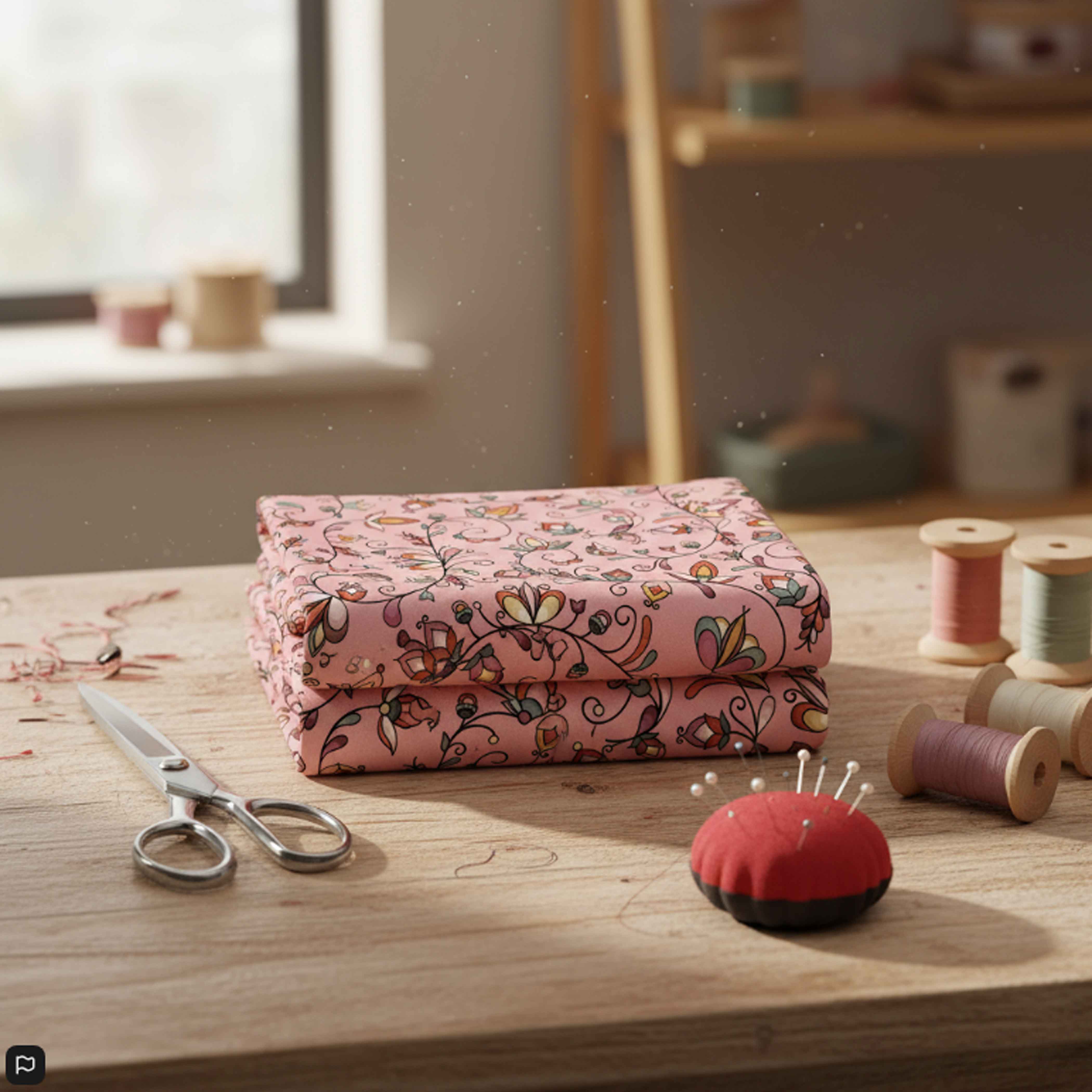 Burnt Sky Petals Peach Cotton Poplin