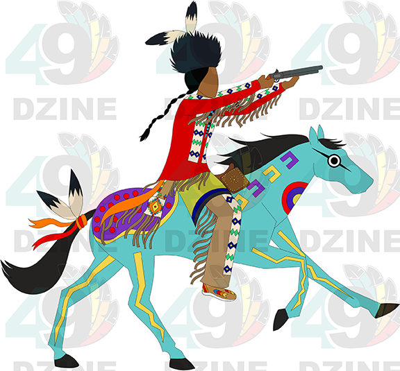 Blackfoot Warrior on Horse 2 Transfer (Various Sizes)