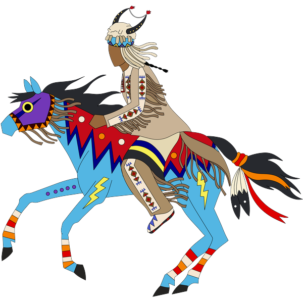 Blackfoot Man in Horned Headdress on Horse 2inch by 2inch Vinyl Sticker