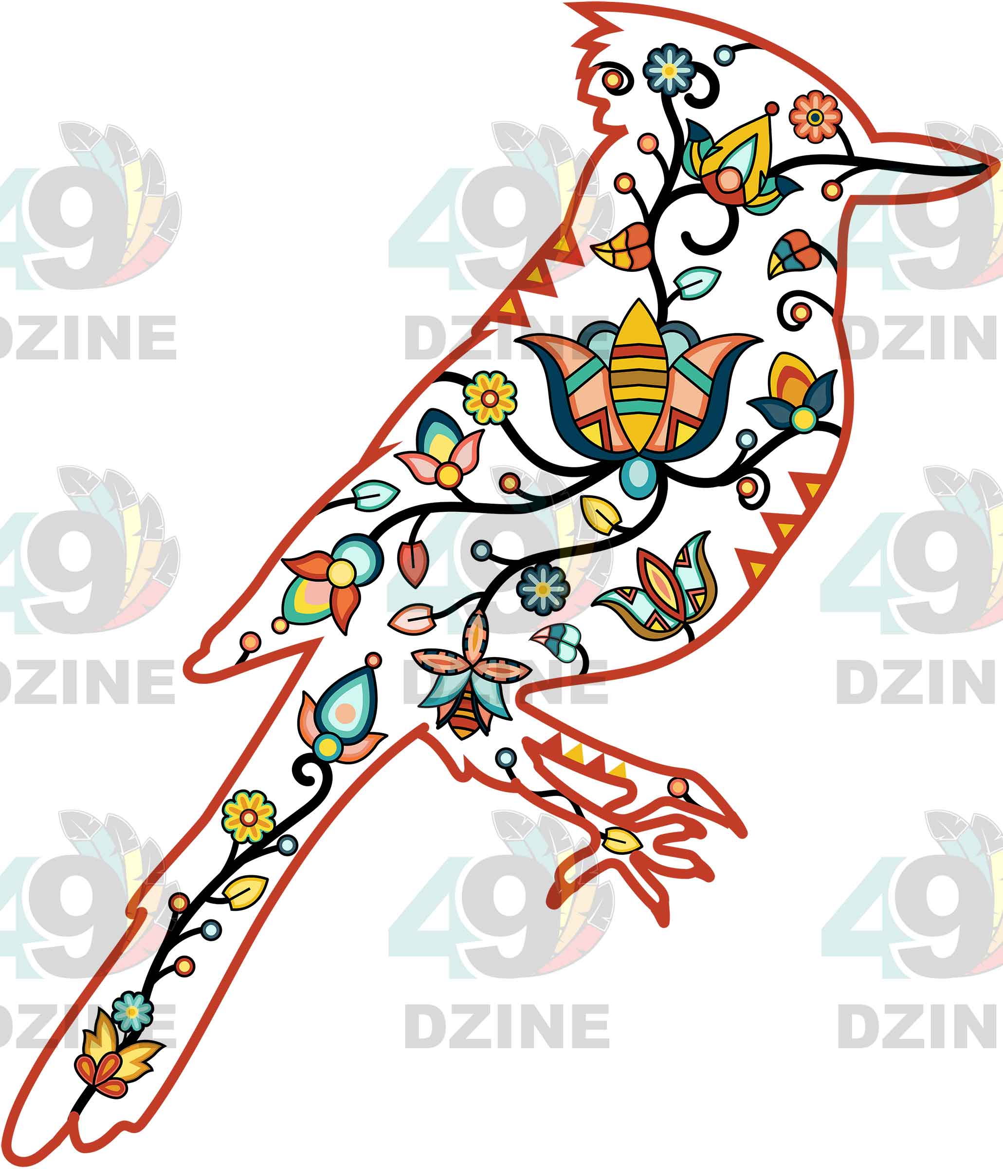 Bluejay Floral Animals 01 UV Sticker