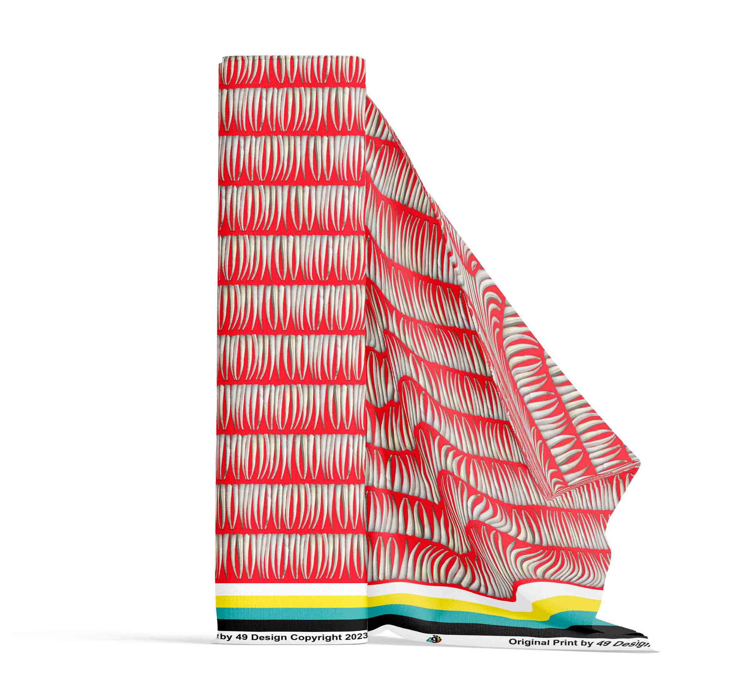 Dentalium on Red Cotton Poplin