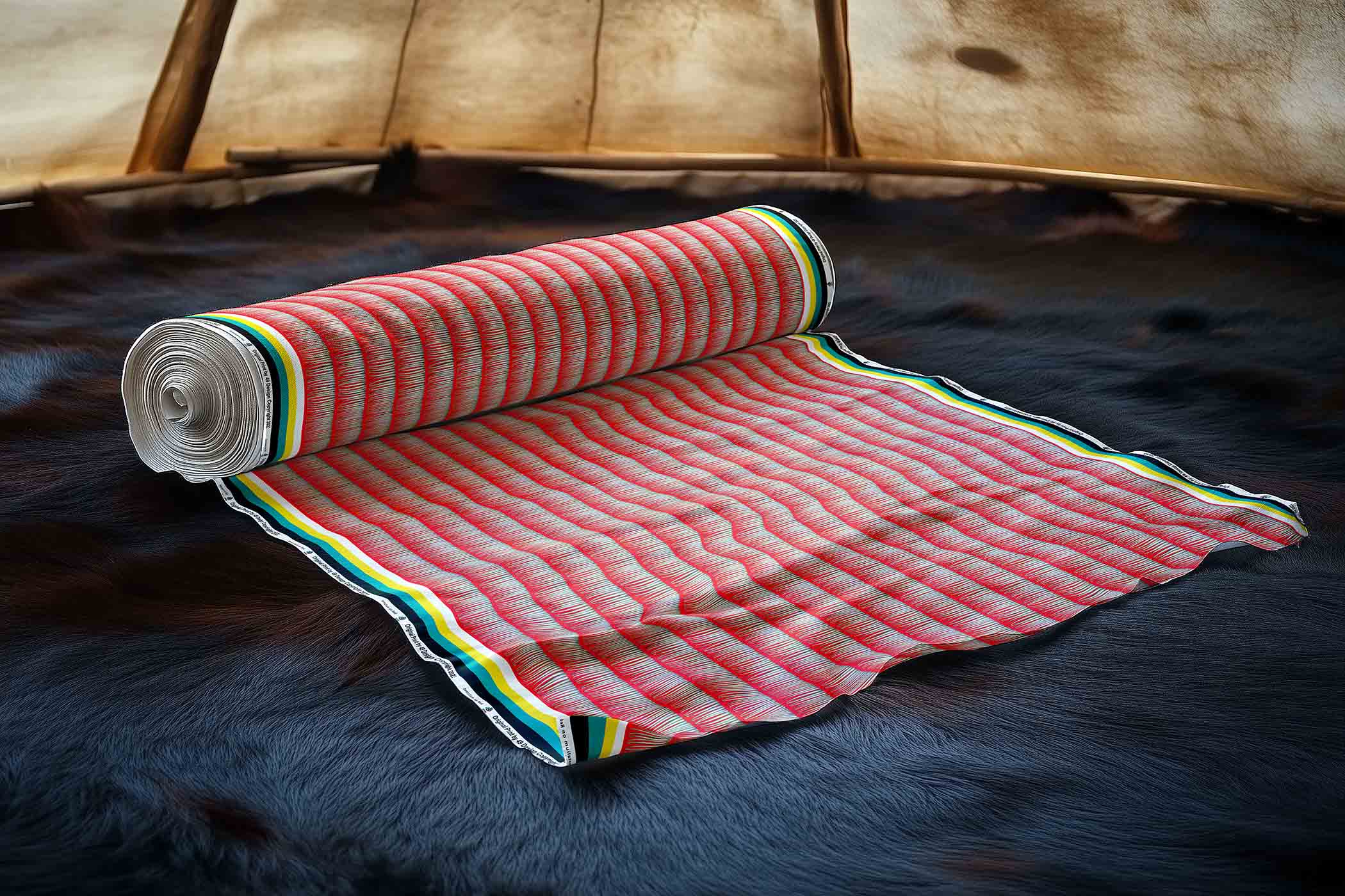 Dentalium on Red Cotton Poplin