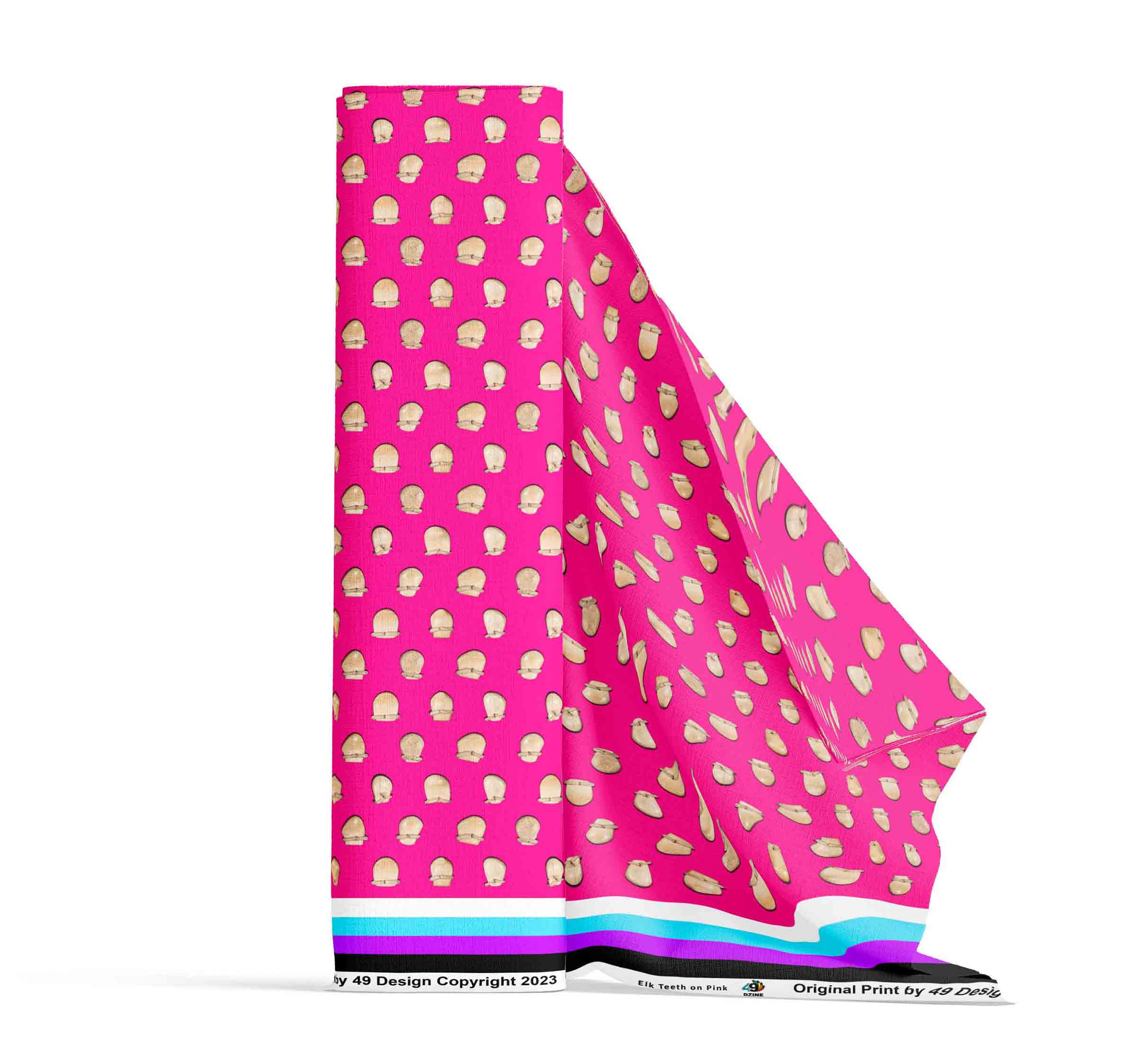Elk Teeth on Pink Cotton Poplin