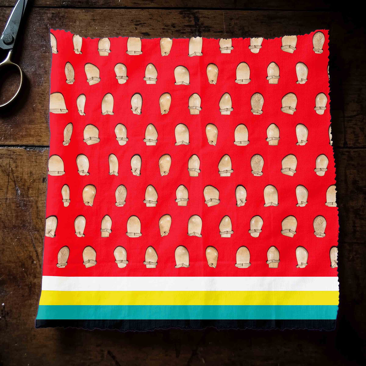 Elk Teeth on Red Cotton Poplin