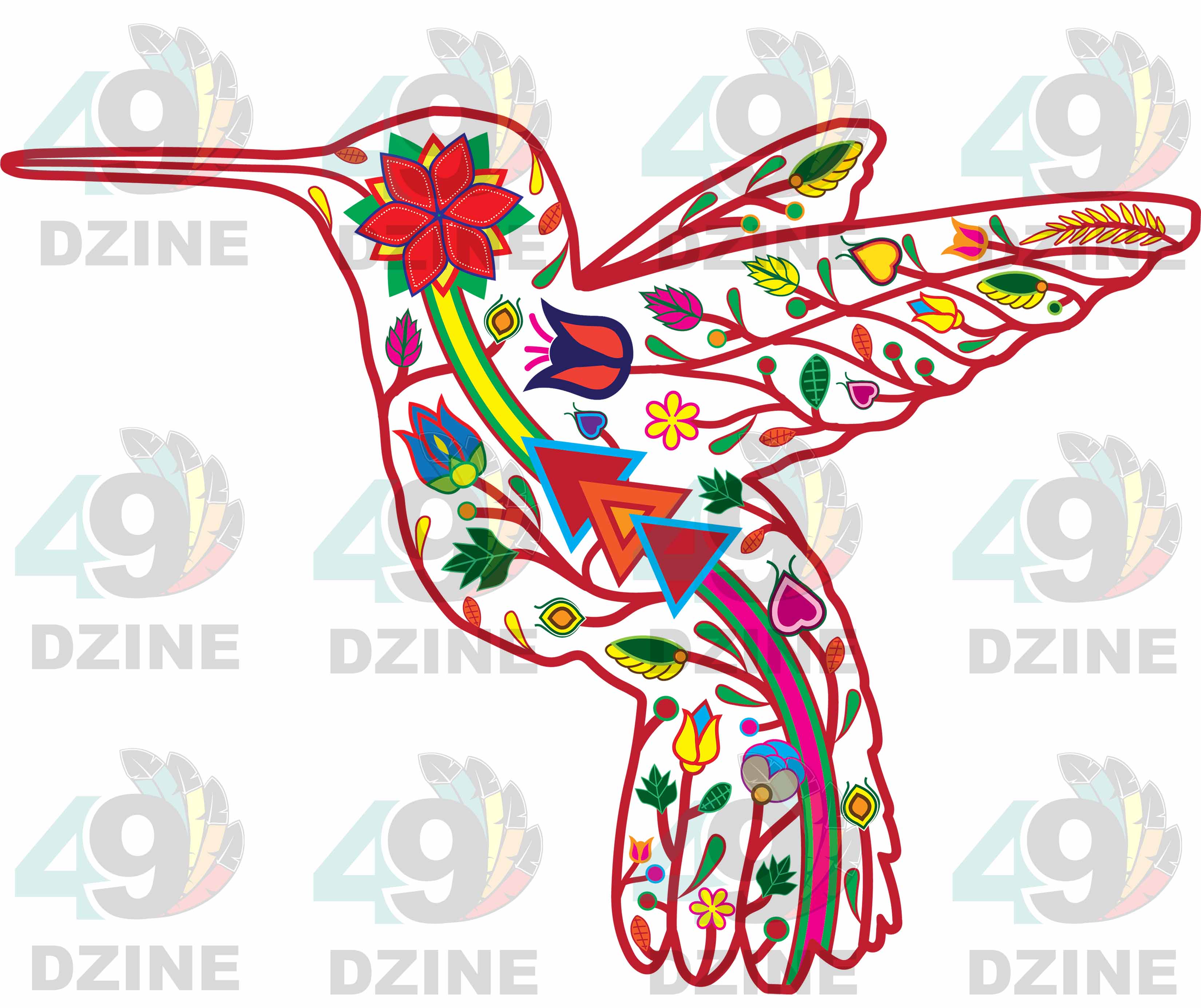 Floral Hummingbird Sticker