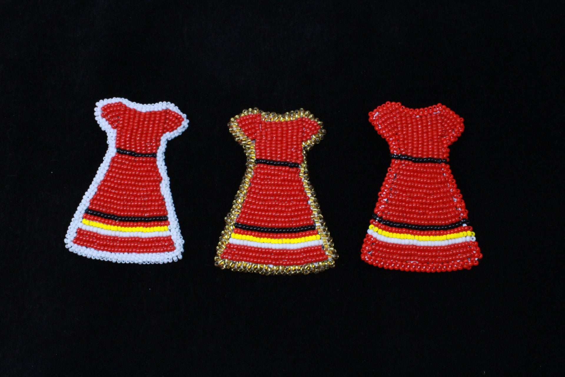 Beaded Red Dress Pins