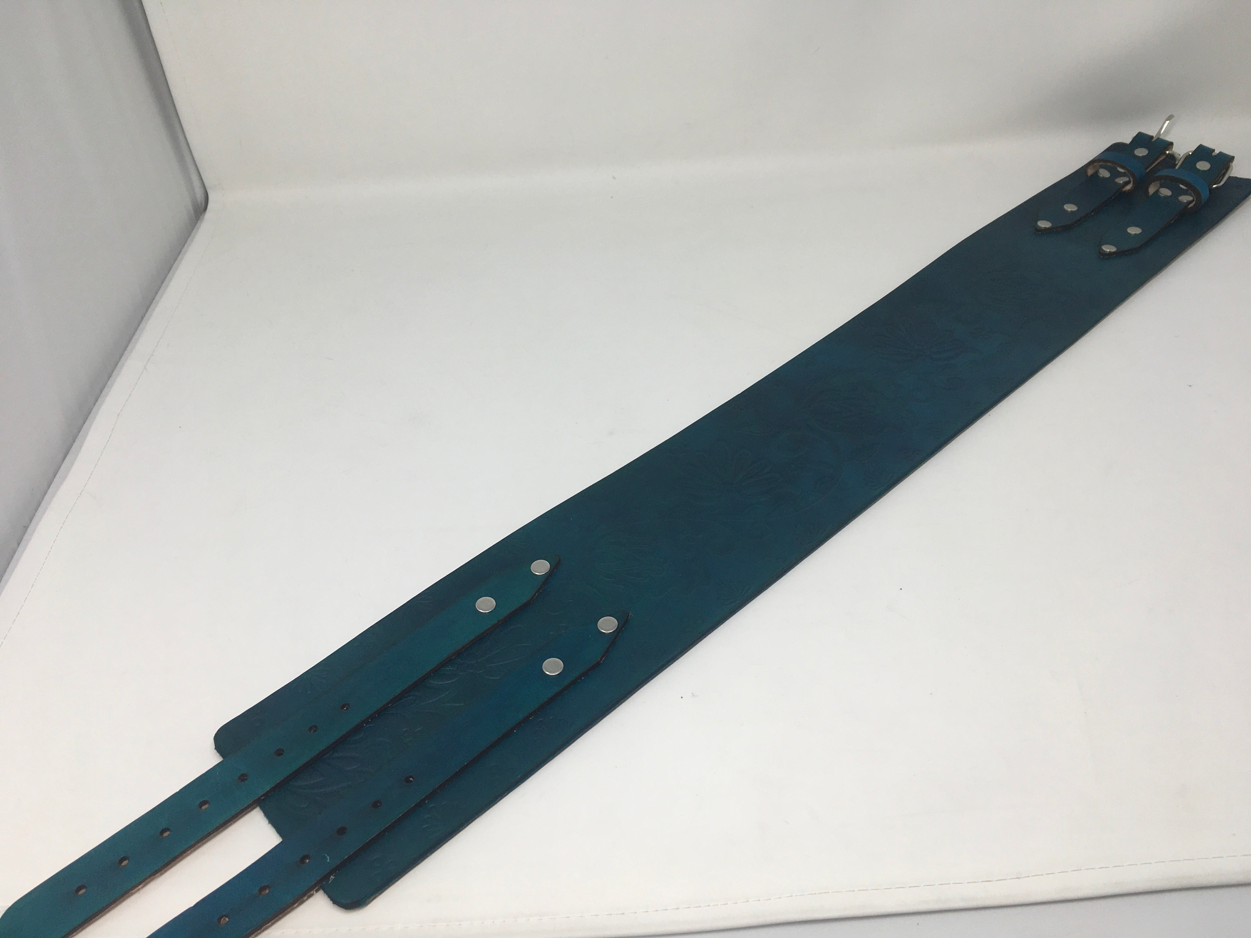 Turquoise Floral 4 Inch Thick Leather Belt
