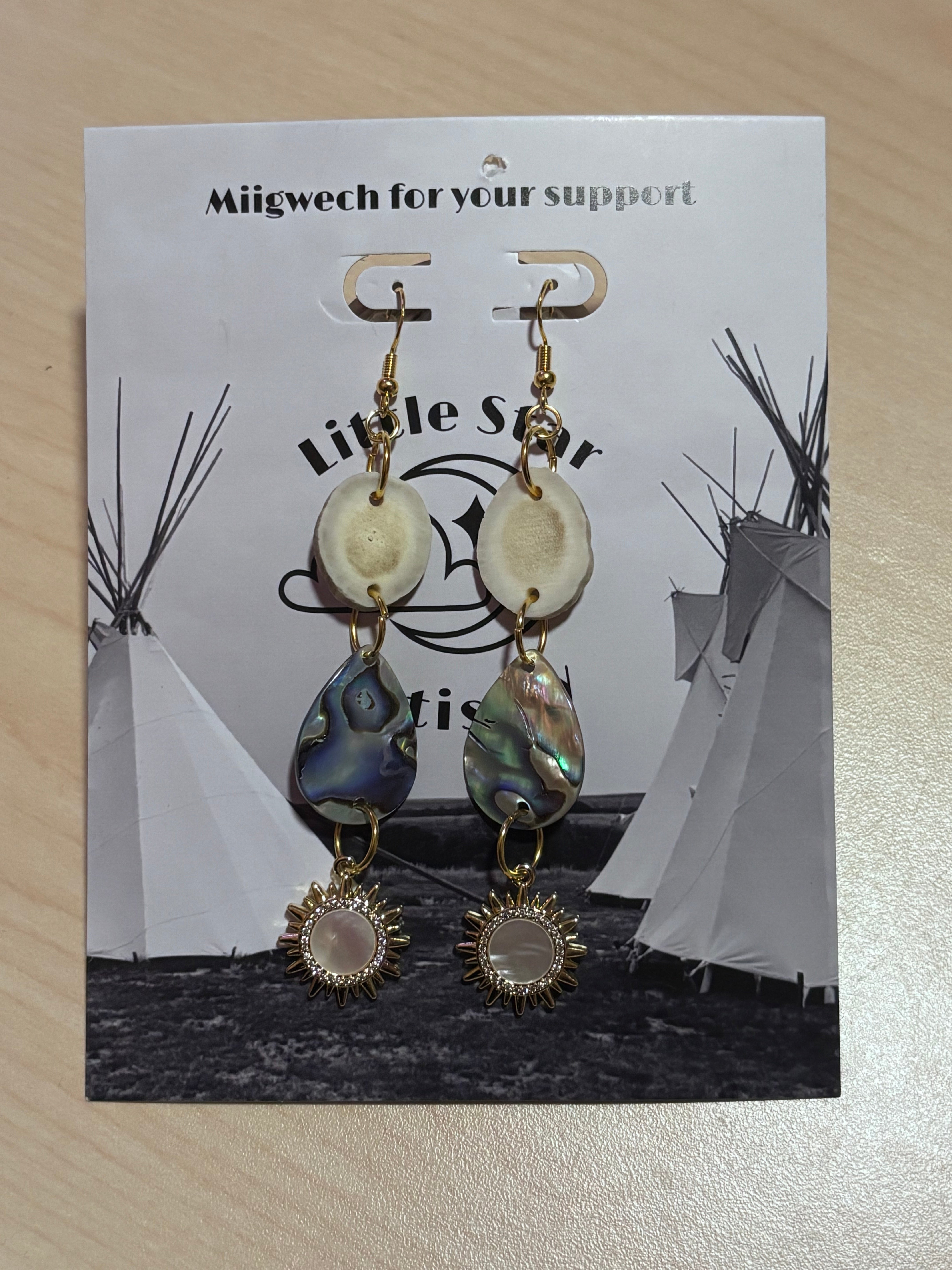 Dorienne Proulx Antler Abalone Sun Earrings