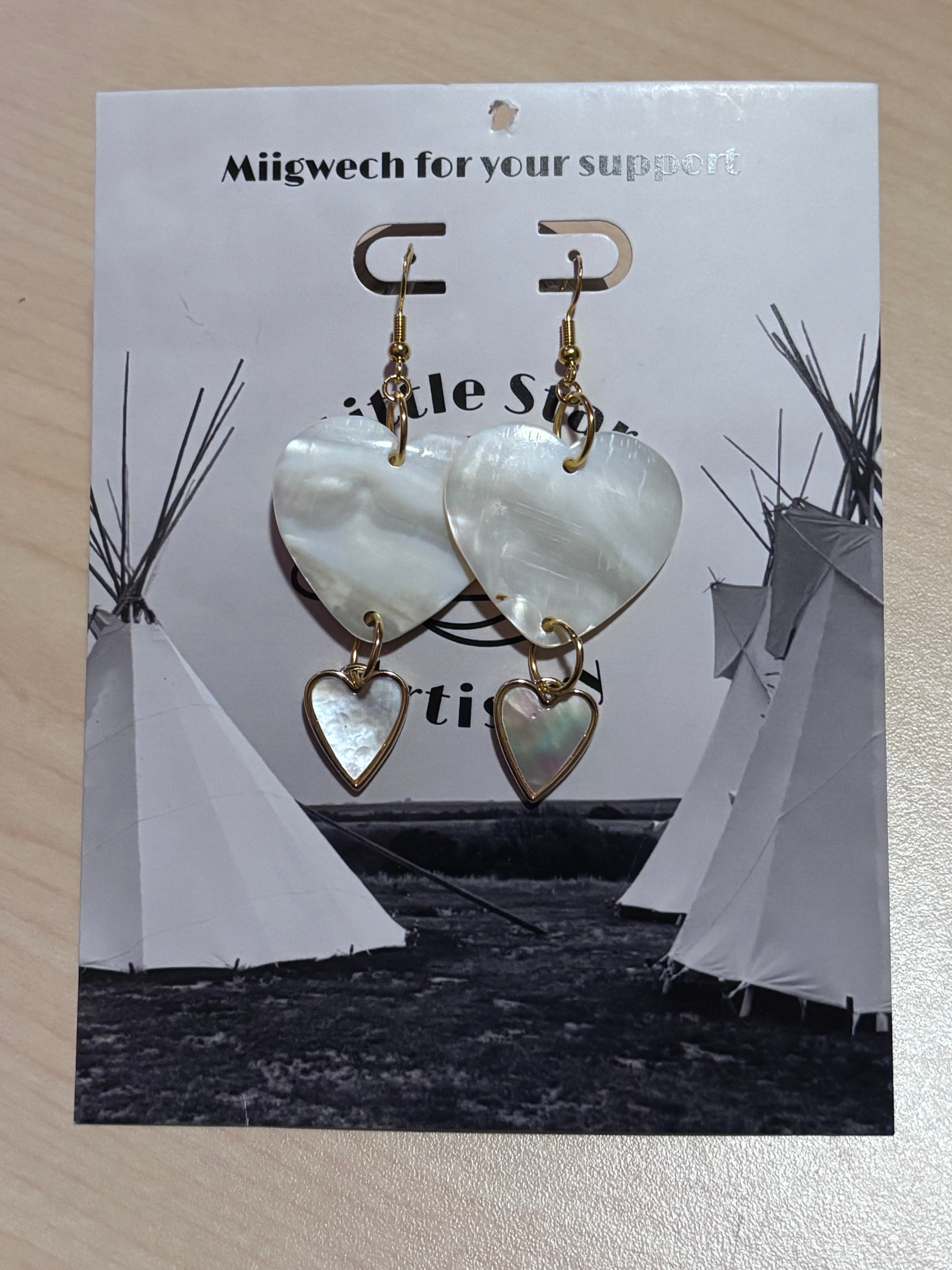 Dorienne Proulx White MOP Heart Earrings