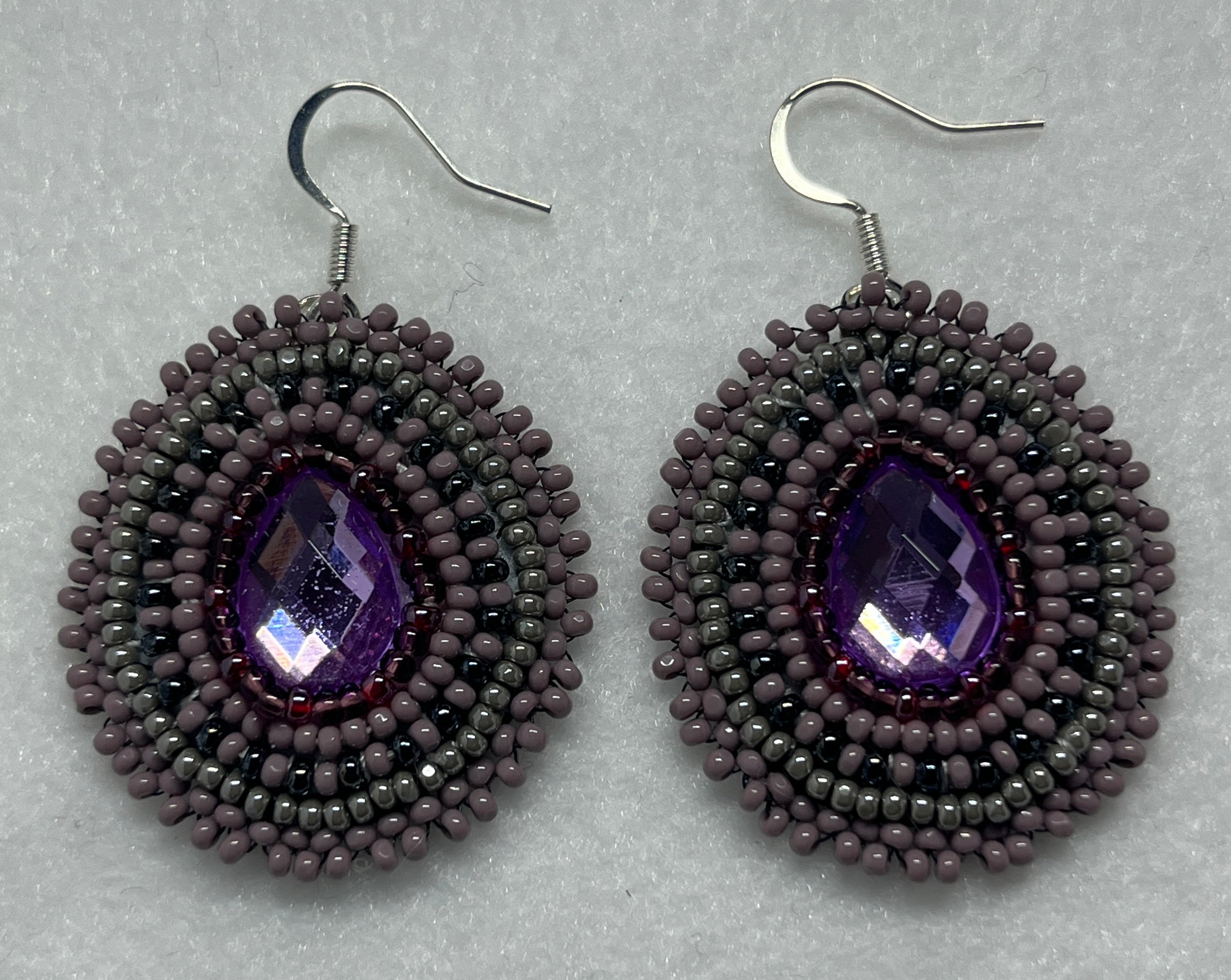 Brandon Swain Novlesky Purple Black Teardrop Earring