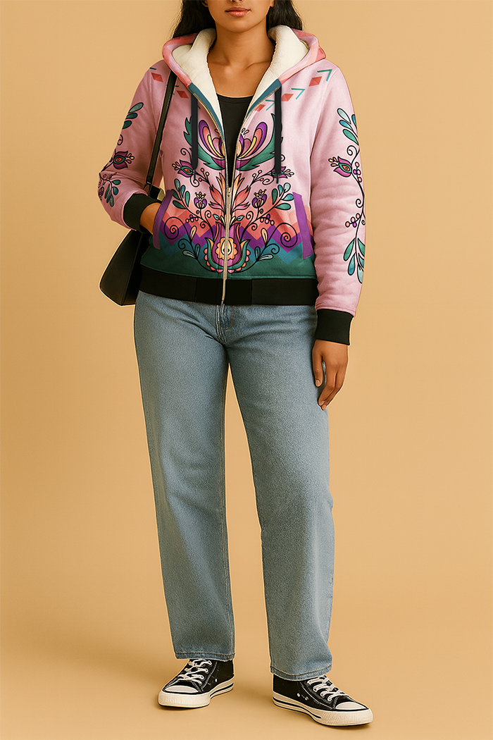 Cedar Wind Bloom Women's Sherpa Hoodie