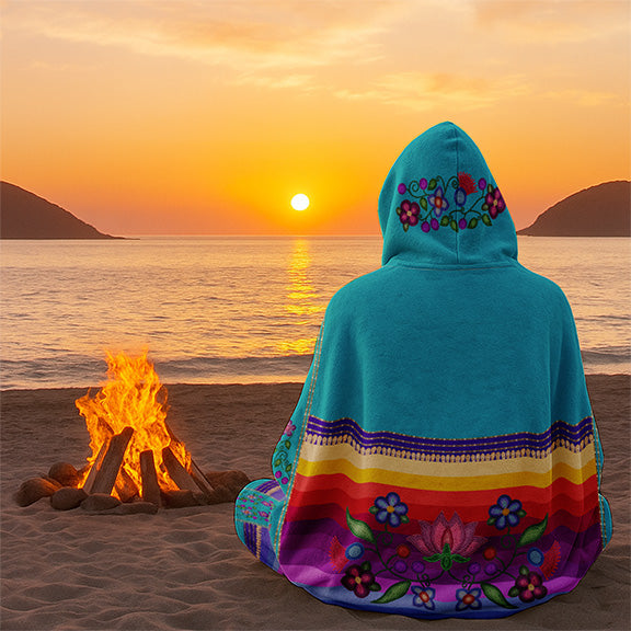 Beaded Offering Blue Hooded Blanket