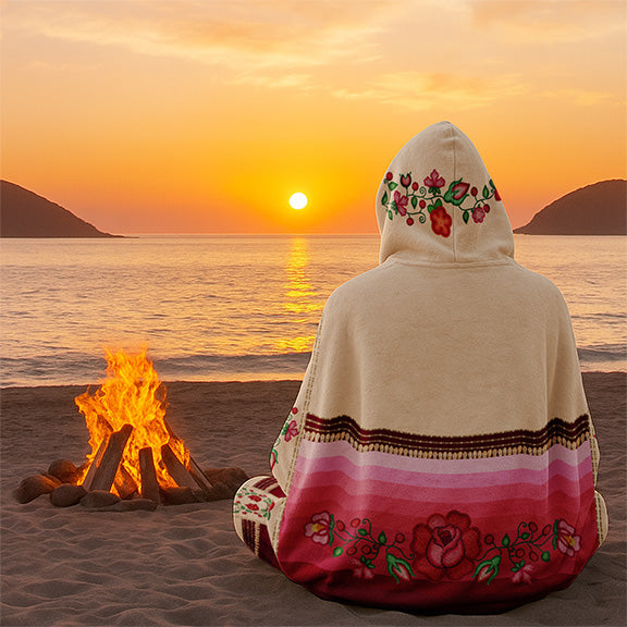 Beaded Offering Cream Hooded Blanket