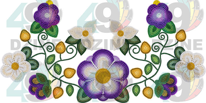 Midnight Moss Bloom Beadwork Transfer (Various Sizes)