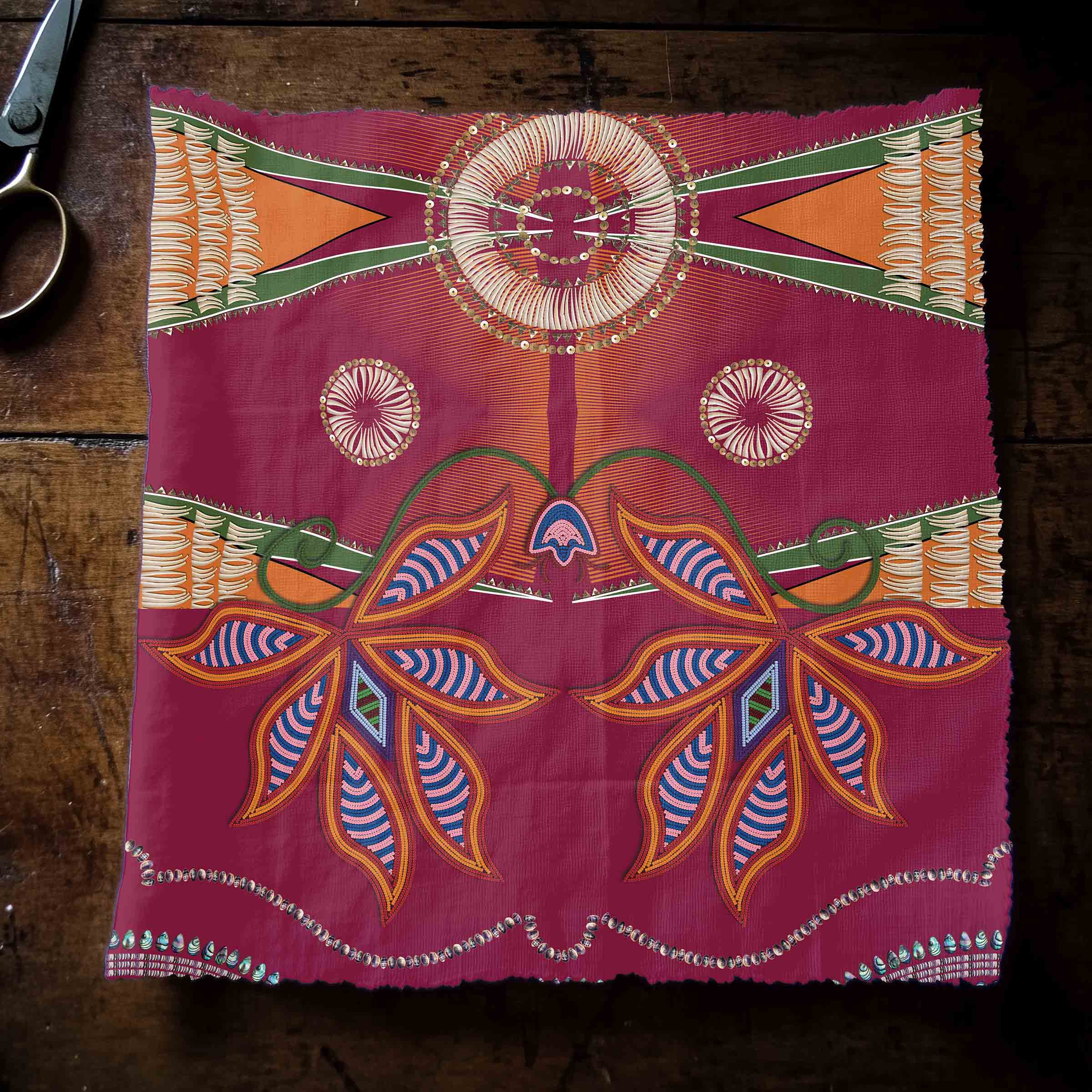Sacred Plains Maroon Cotton Poplin