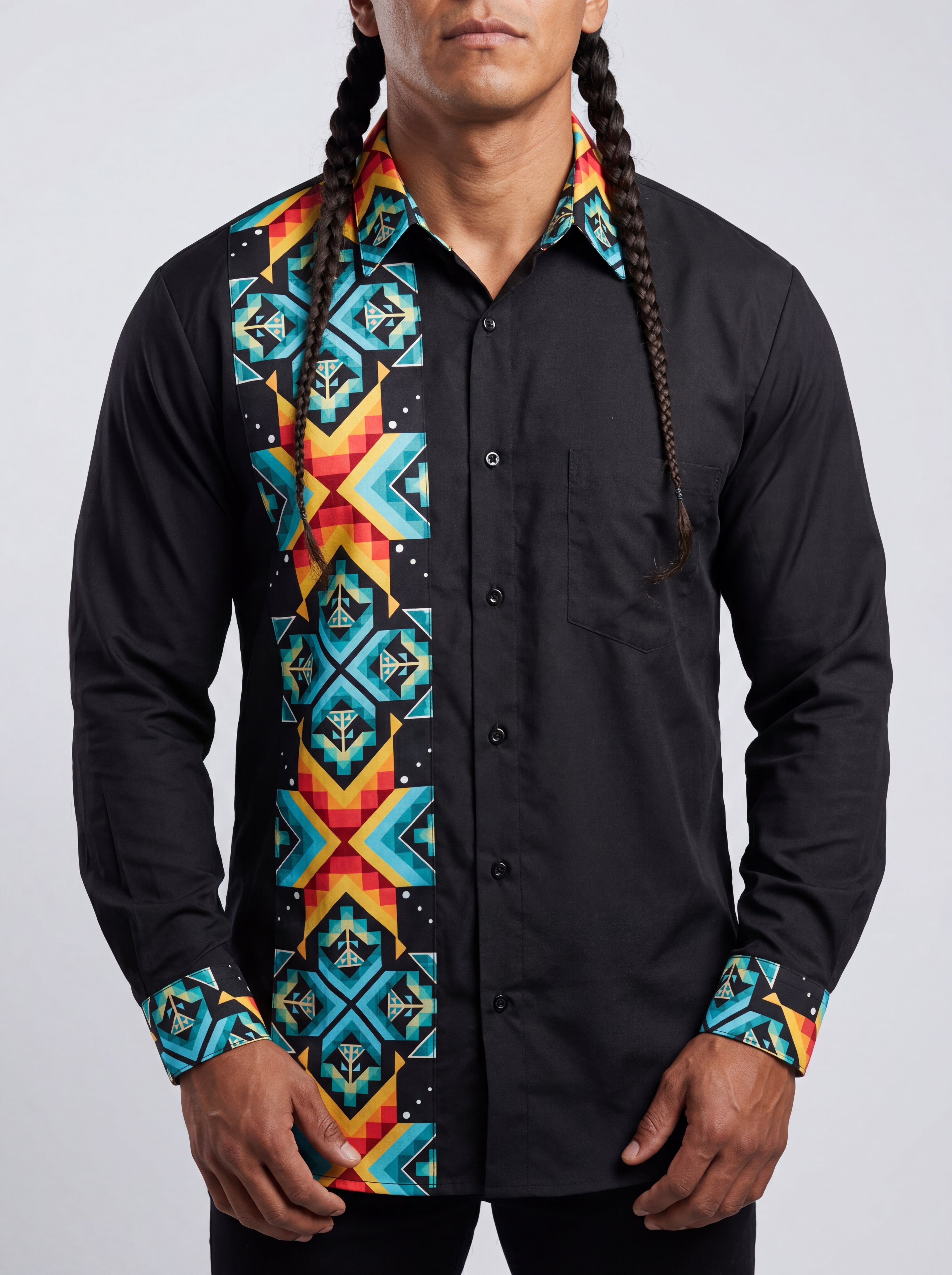 Buffalo Stone Long Sleeve Geometric Dress Shirt