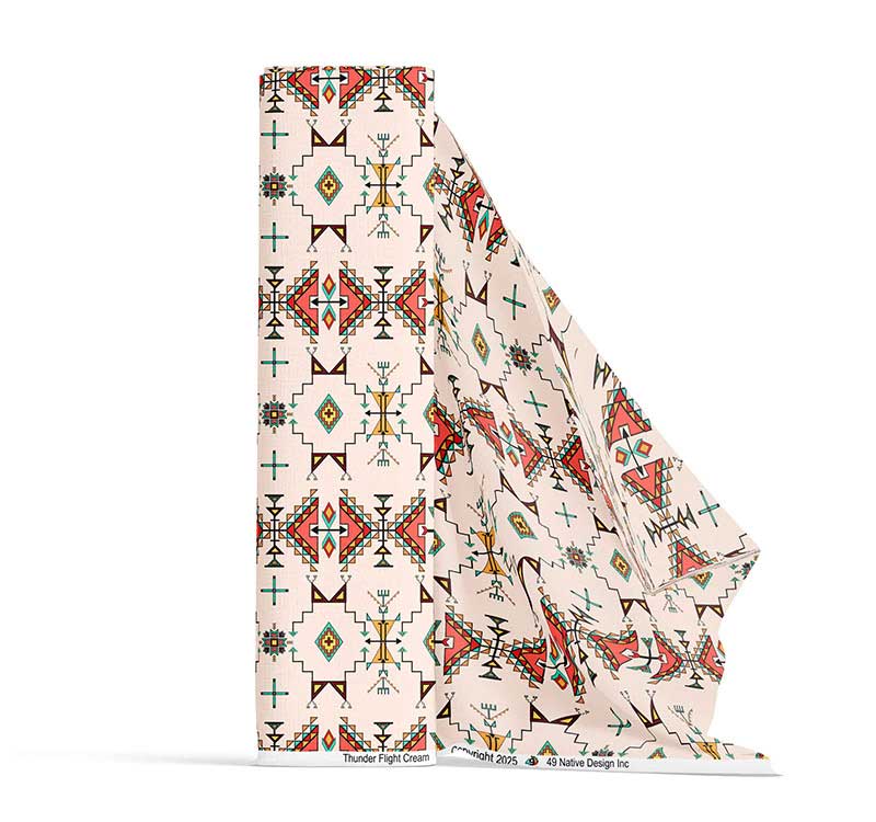 Thunder Flight Cream Satin Fabric