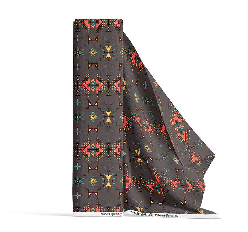 Thunder Flight Gray Satin Fabric
