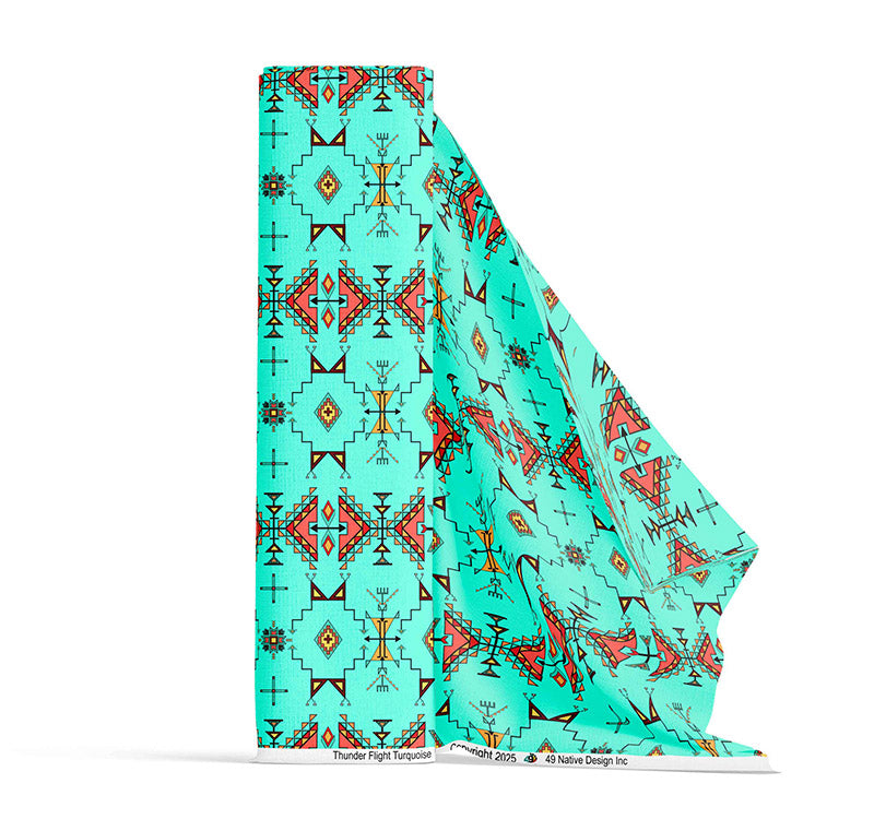 Thunder Flight Turquoise Satin Fabric