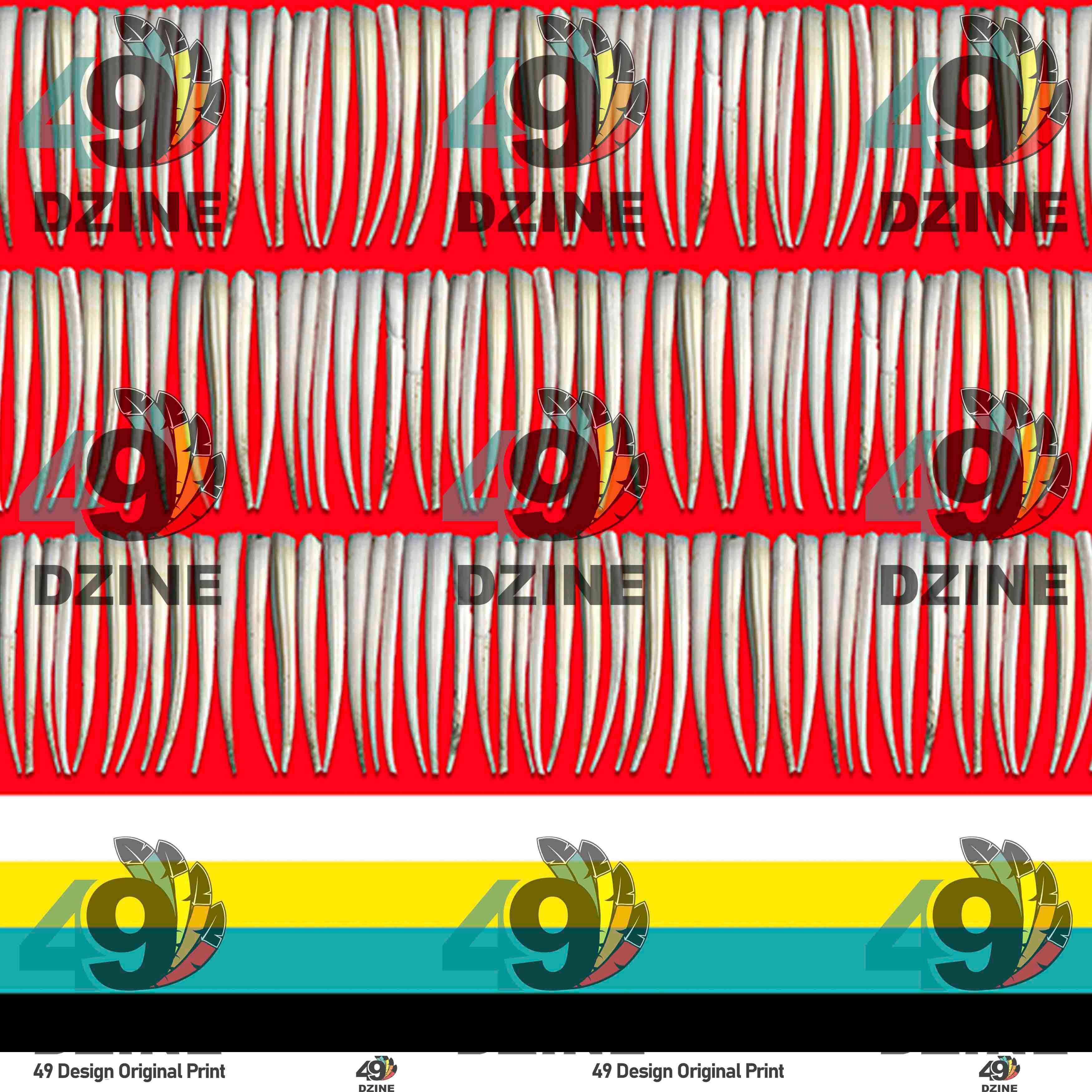 Dentalium on Red Cotton Poplin