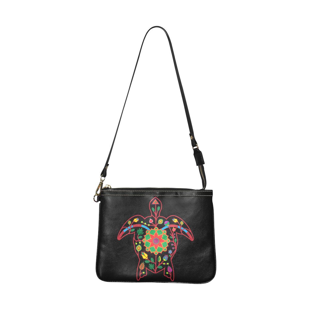 Floral Turtle Small Shoulder Bag (Model 1710) Small Shoulder Bag (1710) e-joyer