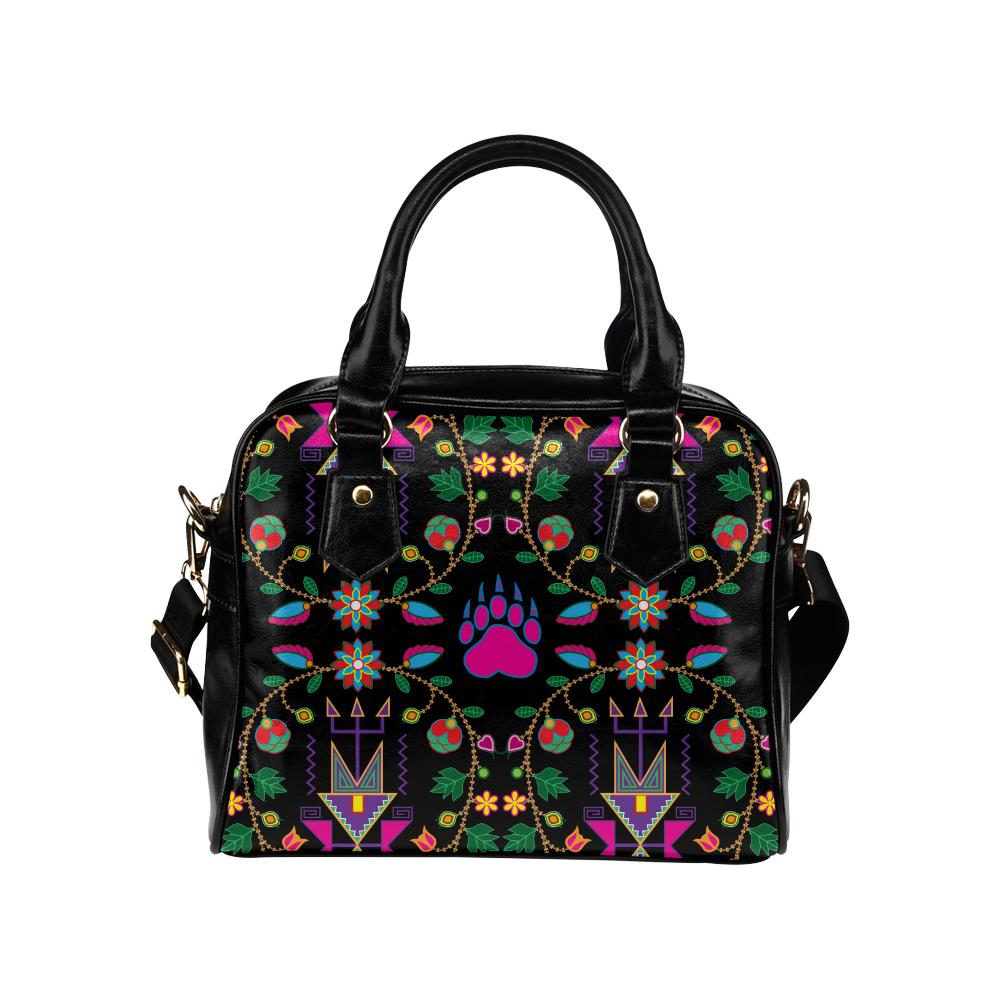 Geometric Floral Fall-Black Shoulder Handbag (Model 1634) Shoulder Handbags (1634) e-joyer