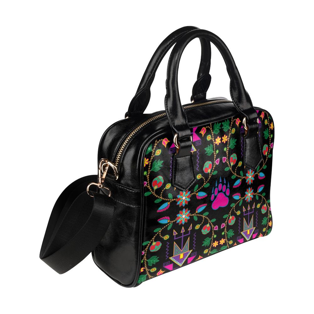 Geometric Floral Fall-Black Shoulder Handbag (Model 1634) Shoulder Handbags (1634) e-joyer