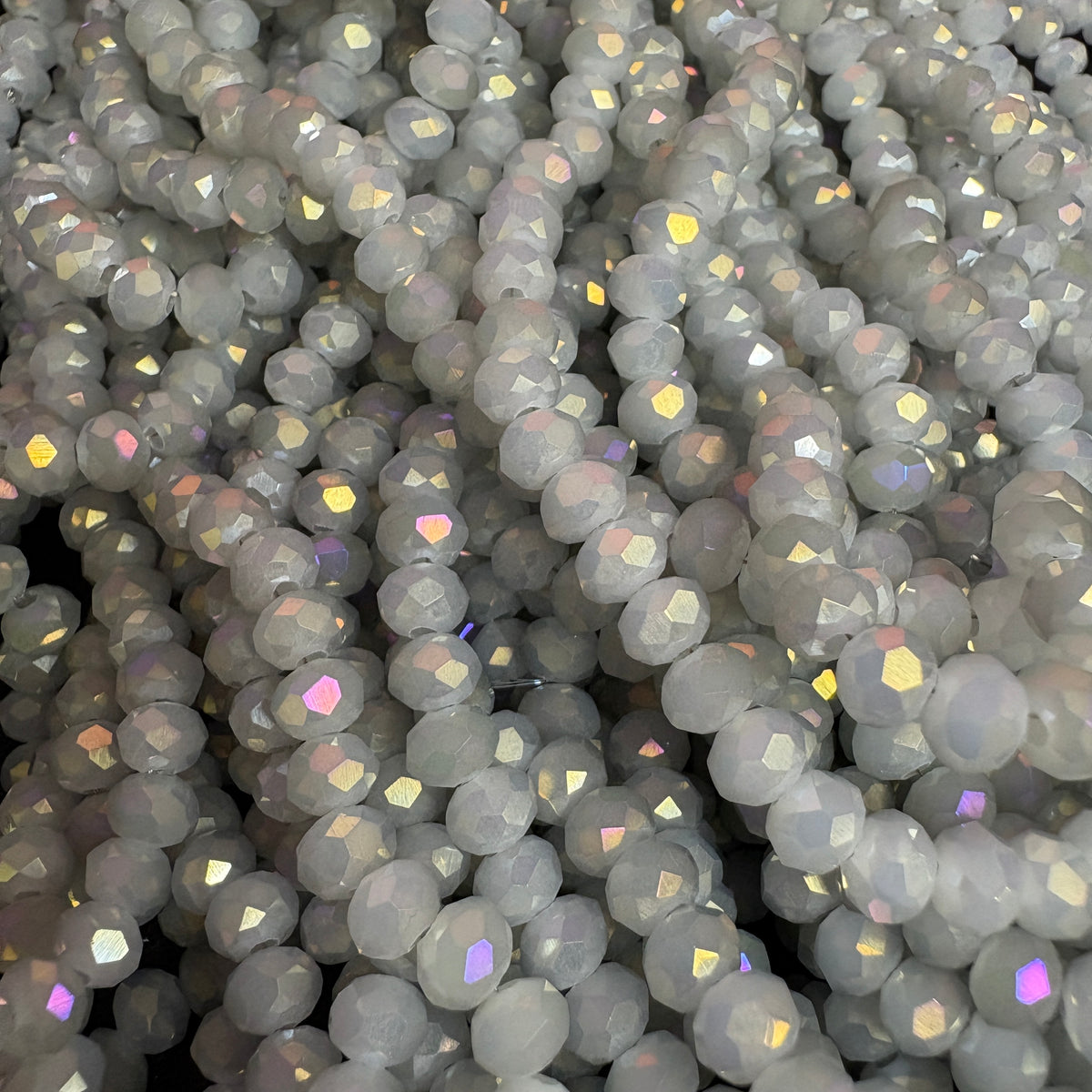 6mm Rondelle Glass Bead - Crystal Ash Grey