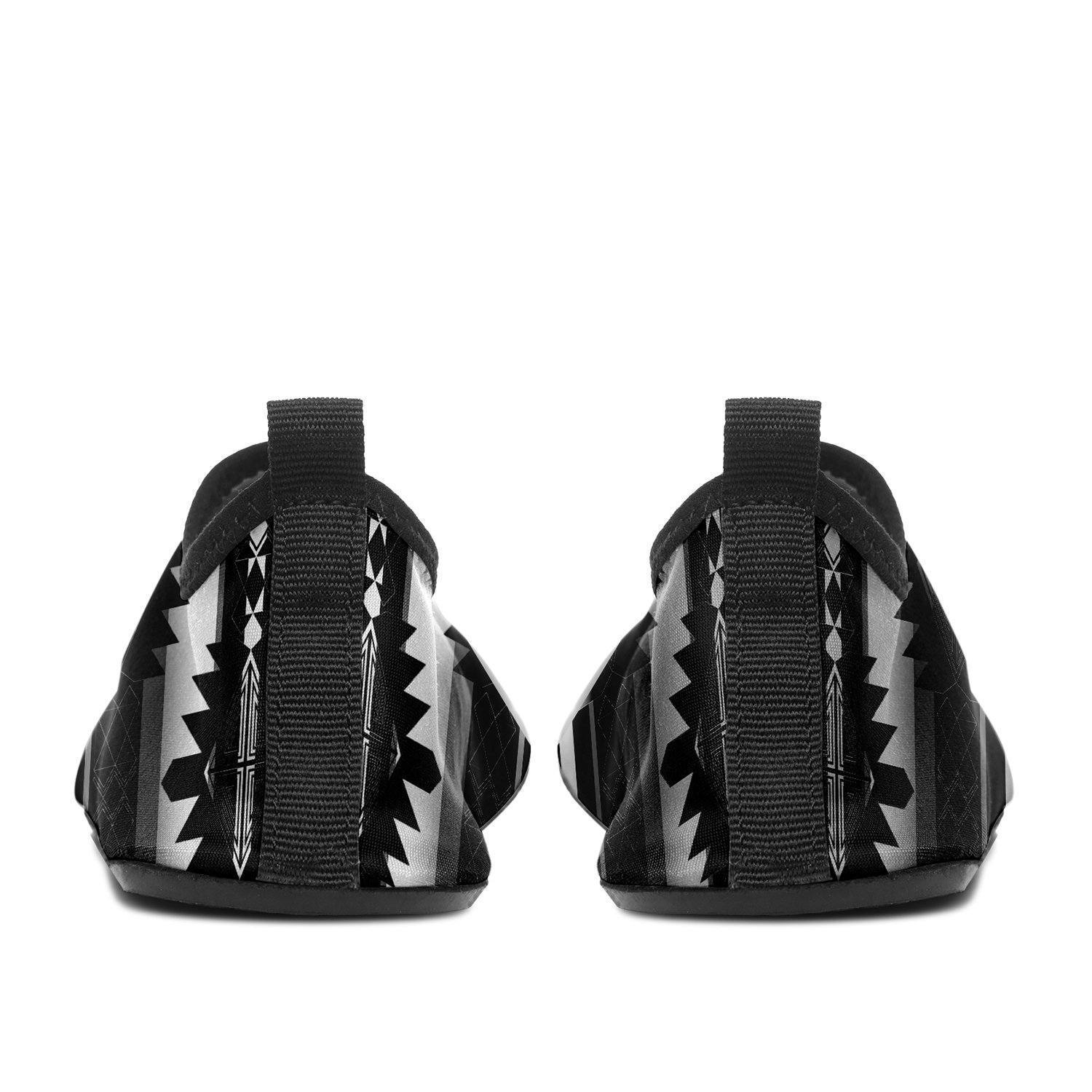 Kids Okotoks Black and White Sockamoccs Slip On Shoes