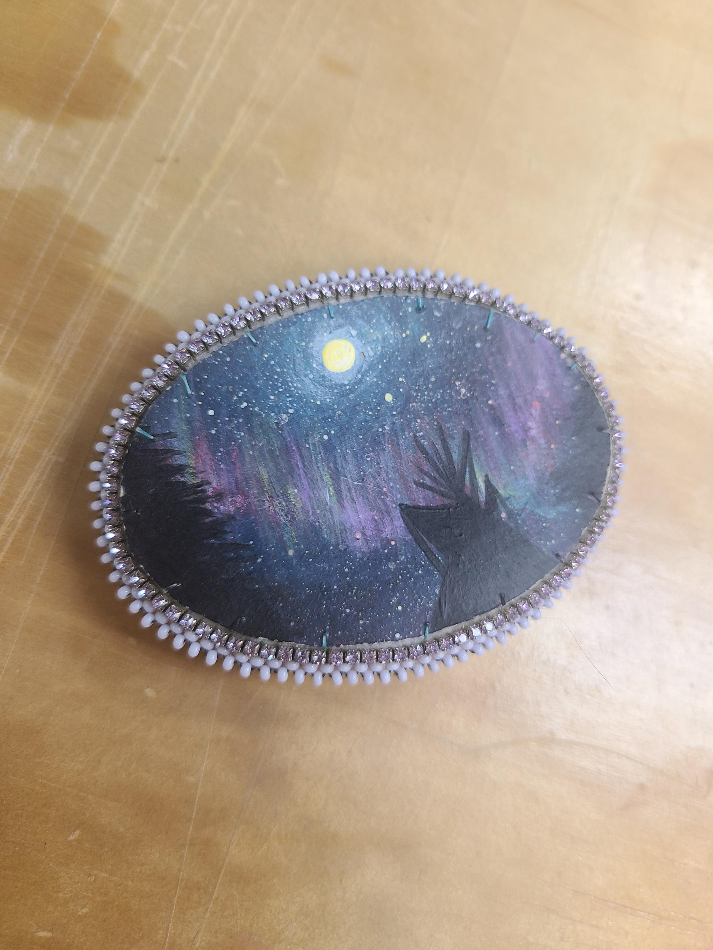 Kida Luttrell Parfleche Painted Northern Lights Barrette (Purple)