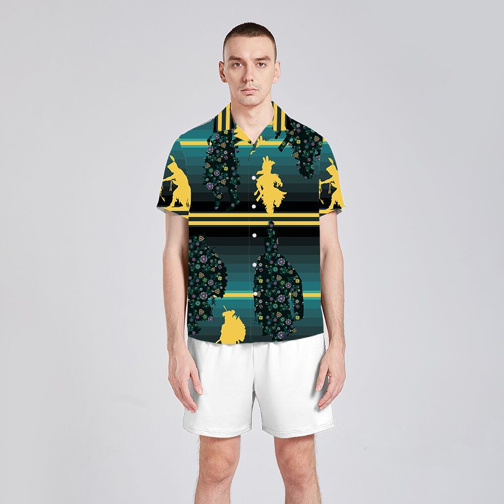 Dancers Inspire Green Men's Casual Button Up Shirt