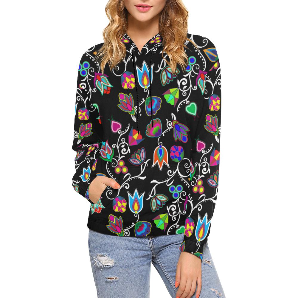 Indigenous Paisley - Black All Over Print Hoodie for Women (USA Size) (Model H13) All Over Print Hoodie for Women (H13) e-joyer