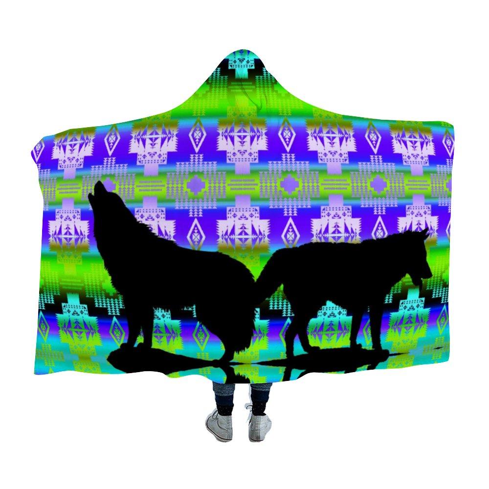 Wolf Howling Spring Night Hooded Blanket 49 Dzine
