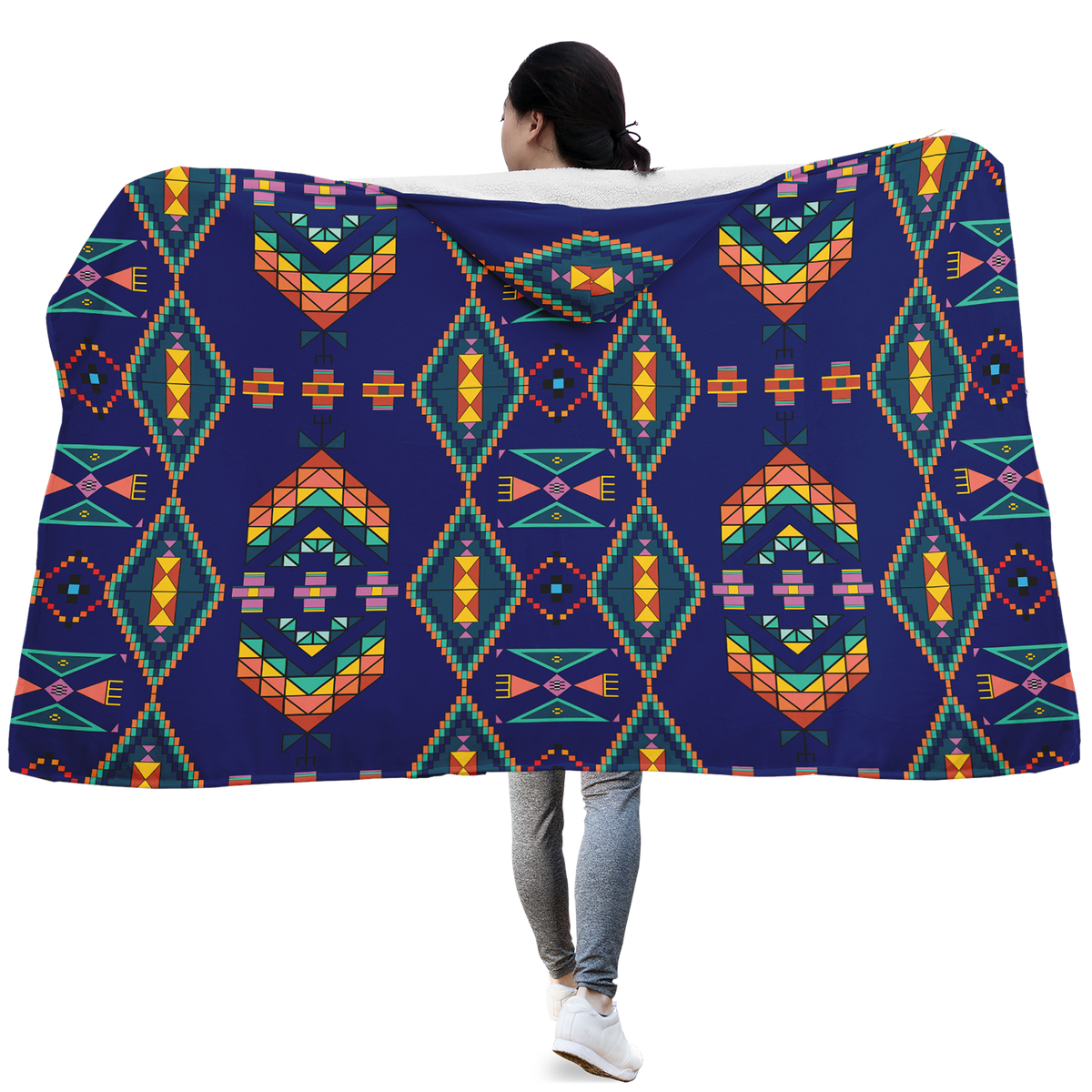 Travois Tipi Blue Hooded Blanket