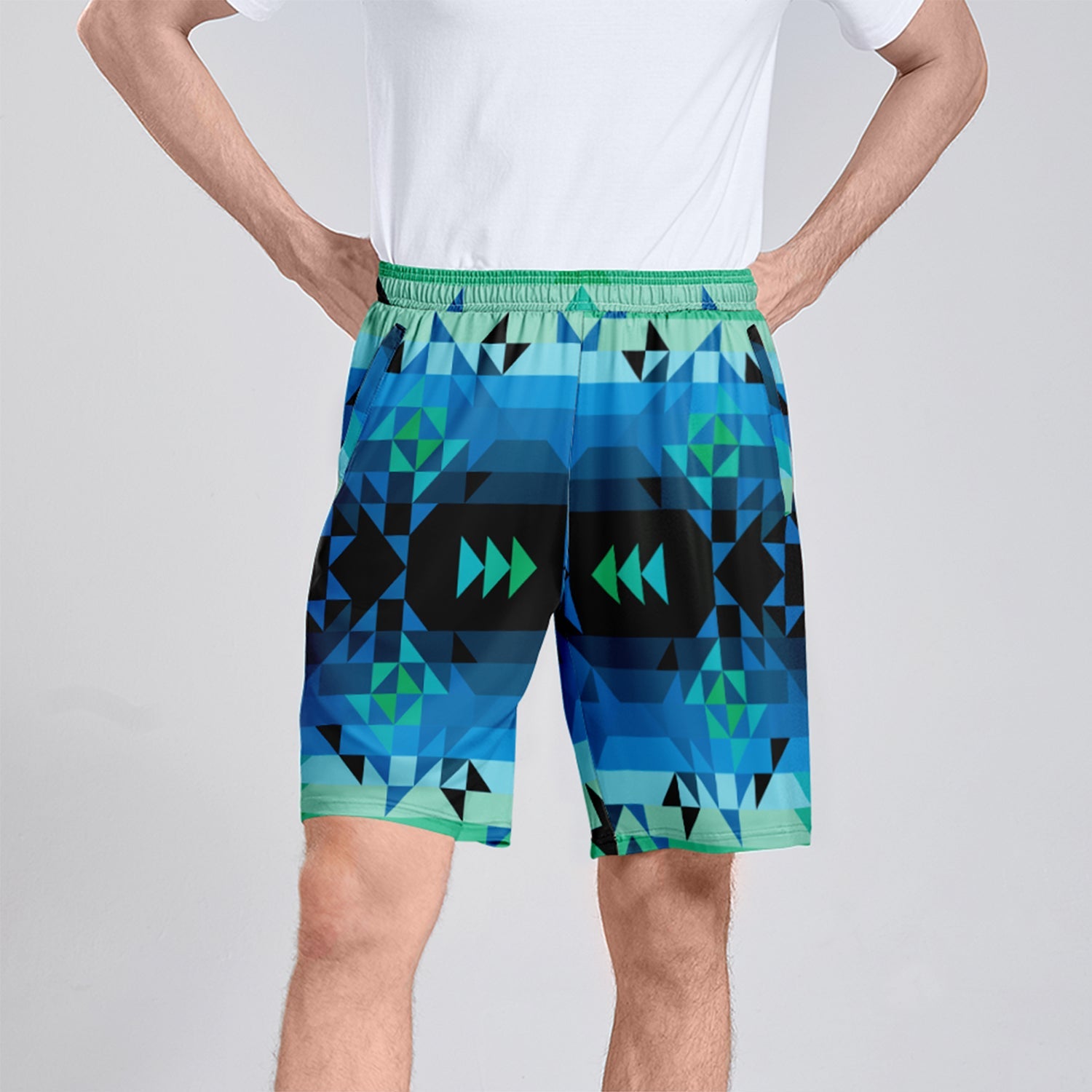 Green Star Athletic Shorts with Pockets