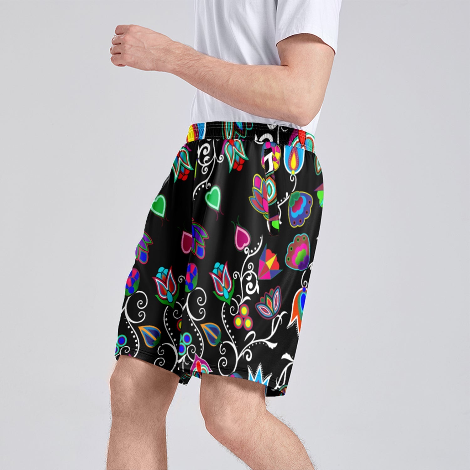 Indigenous Paisley Black Athletic Shorts with Pockets