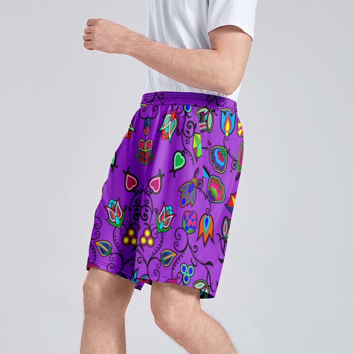 Indigenous Paisley Dark Orchid Athletic Shorts with Pockets