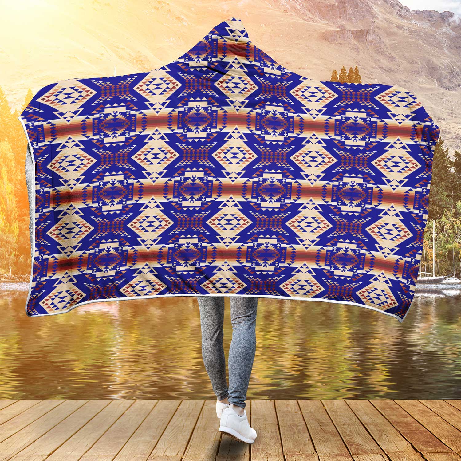 Gathering Earth Lake Hooded Blanket