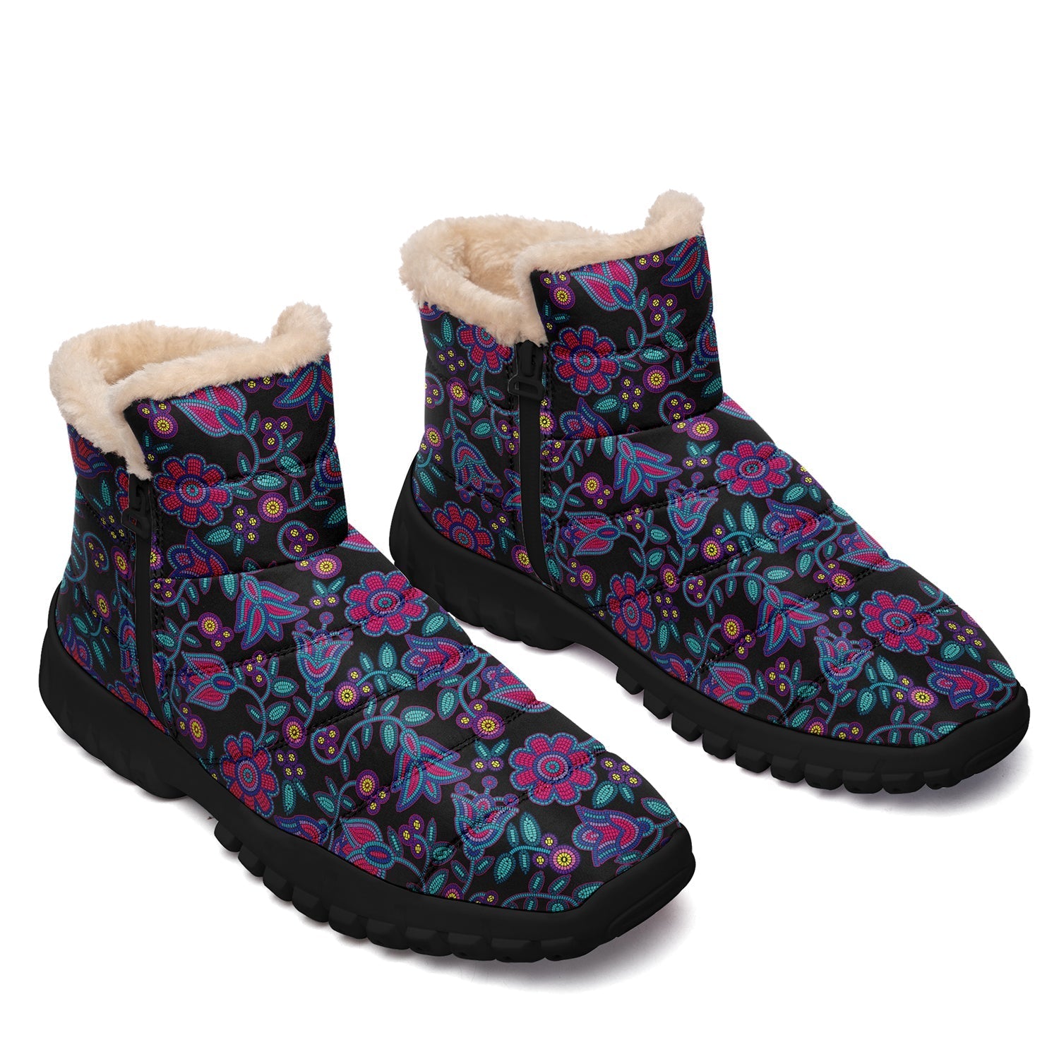 Winter Legacy Beaded Nouveau Coal Zipper Winter Boot with Fur Lining