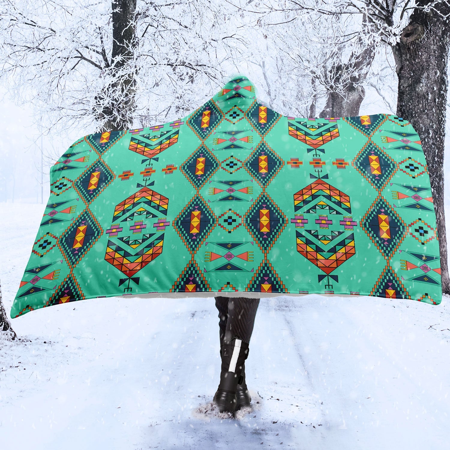 Travois Tipi Smoky Sky Hooded Blanket