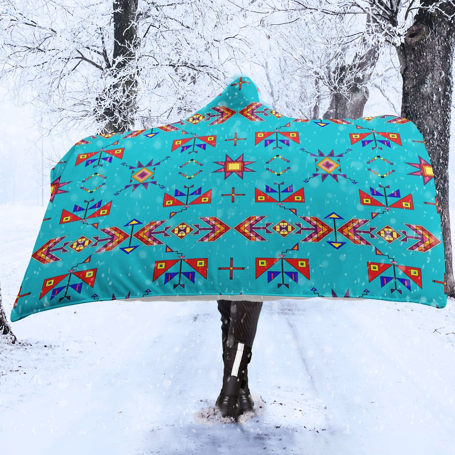 Scattered Generations Turquoise Hooded Blanket