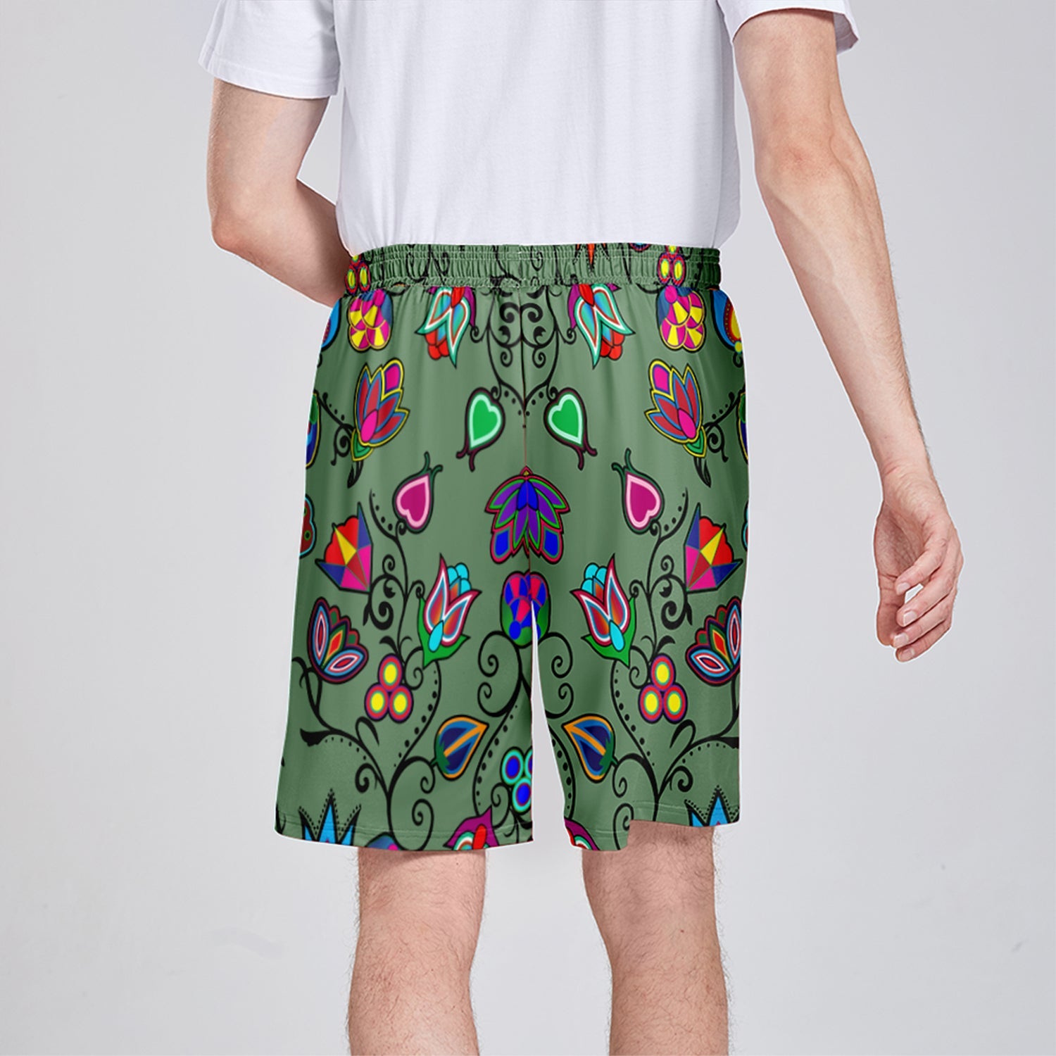 Indigenous Paisley Dark Sea Athletic Shorts with Pockets